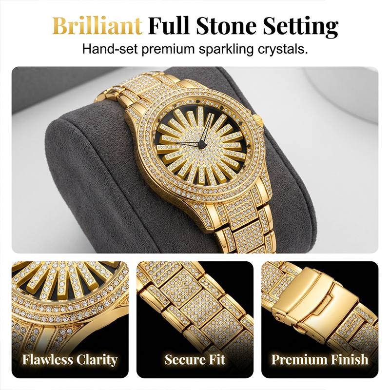 🎁2026 New Arrivals 50% OFF💥Men's Iced-Out Watch with Rotating Dial – Sparkling Crystals, Precise Quartz & Butterfly Clasp ✨