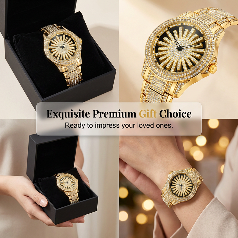 🎁2026 New Arrivals 50% OFF💥Men's Iced-Out Watch with Rotating Dial – Sparkling Crystals, Precise Quartz & Butterfly Clasp ✨