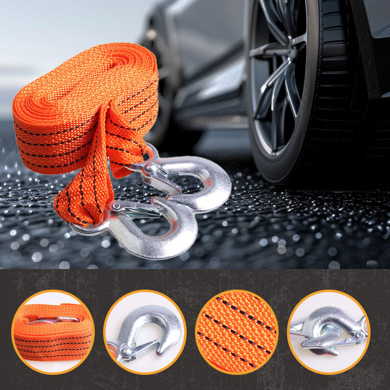 📢📢40% OFF !! ⏰13ft Car Tow Strap with Hooks & 3 Tons Capacity