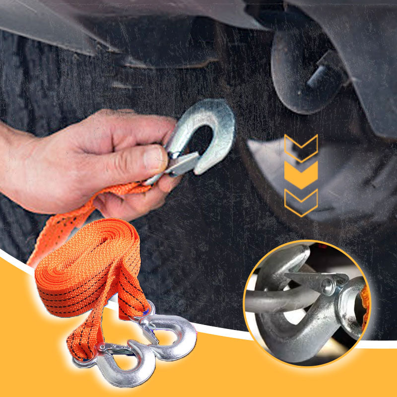 📢📢40% OFF !! ⏰13ft Car Tow Strap with Hooks & 3 Tons Capacity