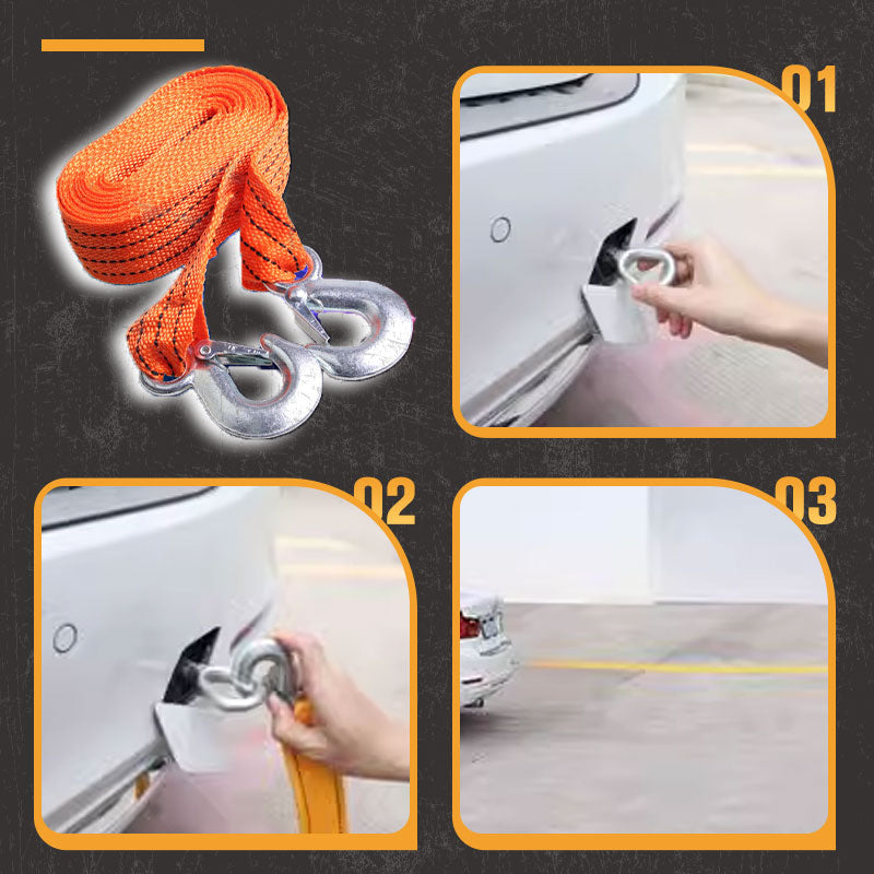 📢📢40% OFF !! ⏰13ft Car Tow Strap with Hooks & 3 Tons Capacity