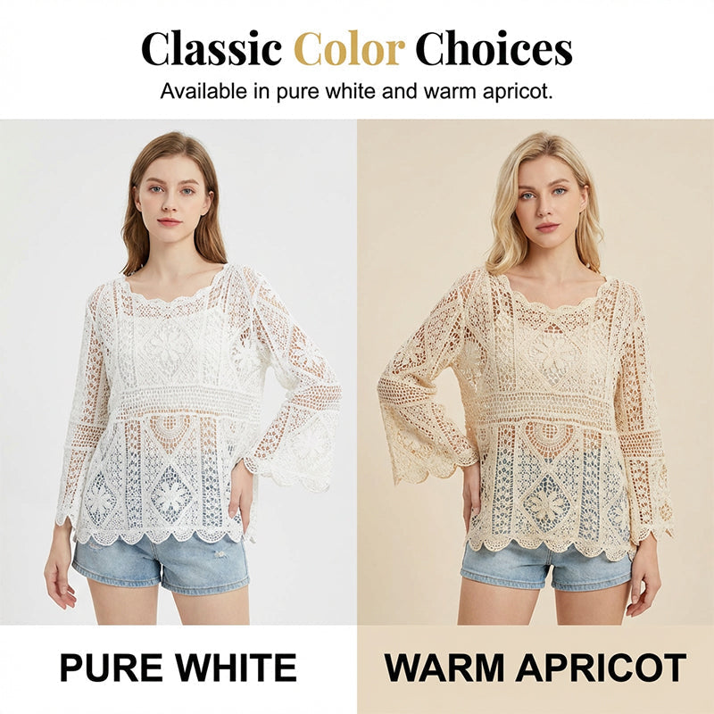 👚 60% OFF NOW! 🌸 Women's Vintage-Inspired Lace Cover-Up Blouse – Delicate Lace, Flowy Fit & Perfect for Layering or a Romantic Look ✨