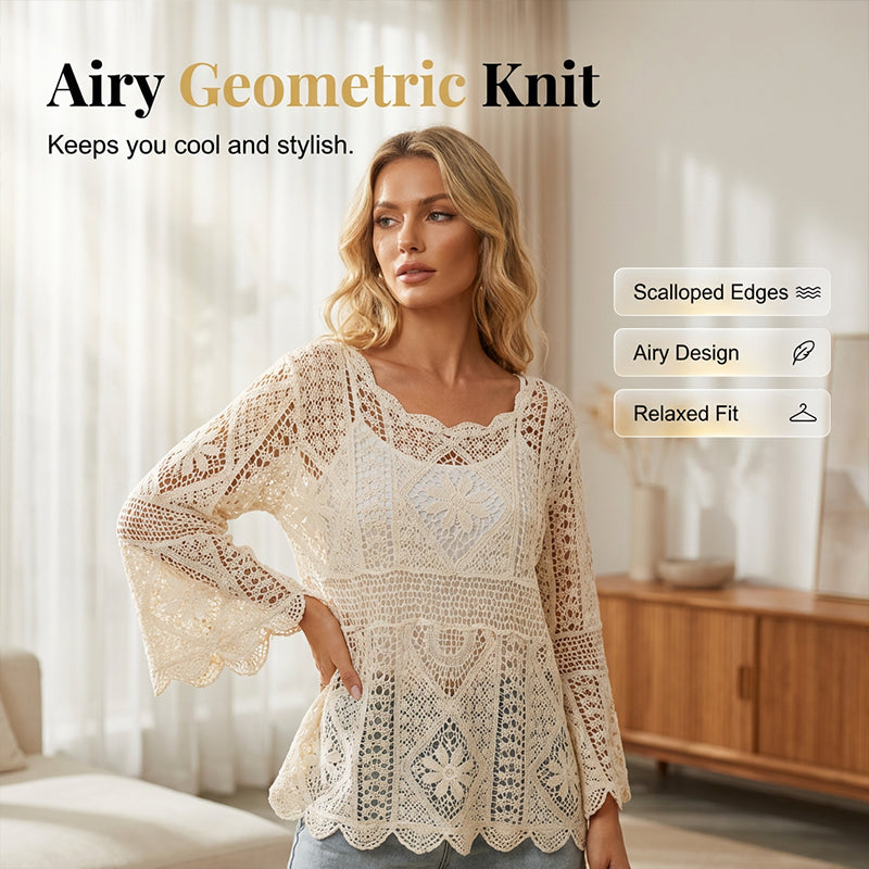 👚 60% OFF NOW! 🌸 Women's Vintage-Inspired Lace Cover-Up Blouse – Delicate Lace, Flowy Fit & Perfect for Layering or a Romantic Look ✨