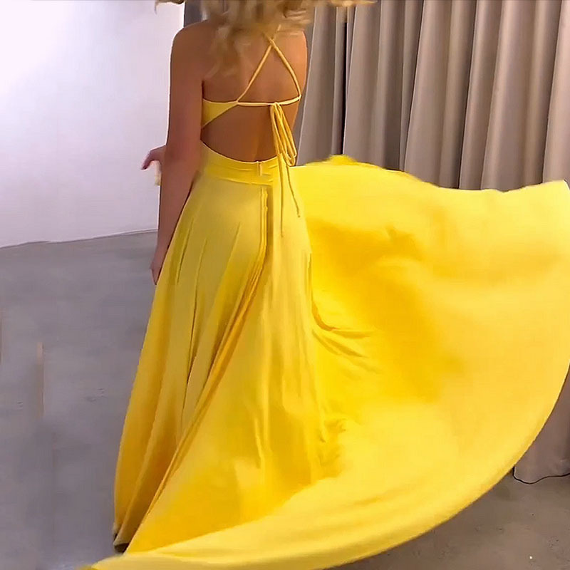 🎁2026 New Arrivals 50% OFF💥V-Neck Spaghetti Strap High Slit Maxi Dress – Flowy Fabric, Elegant Fit & Perfect for Summer Evenings 💃