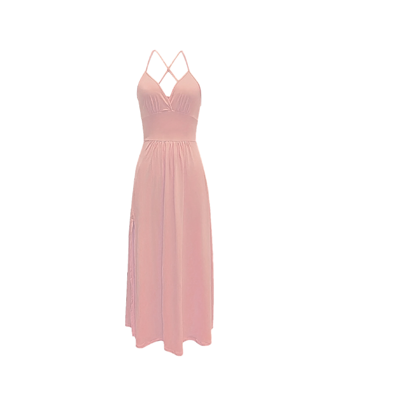 🎁2026 New Arrivals 50% OFF💥V-Neck Spaghetti Strap High Slit Maxi Dress – Flowy Fabric, Elegant Fit & Perfect for Summer Evenings 💃