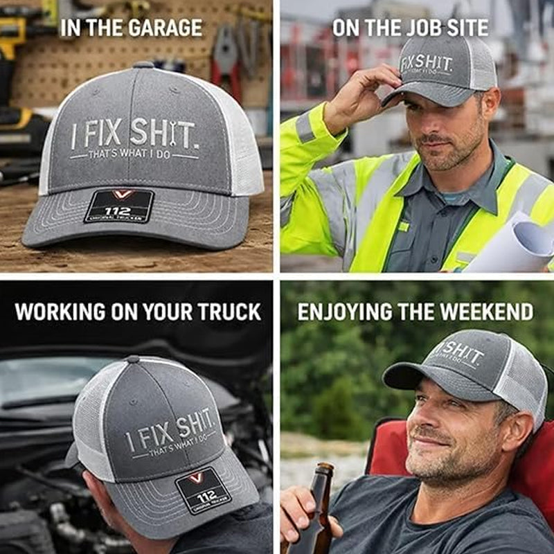 🧢 LIMITED-TIME 50% OFF! ✨ "I Fix Shit" Embroidered Trucker Hat – Breathable Mesh, Sun Protection, Bold & Humorous Gift 🛠️