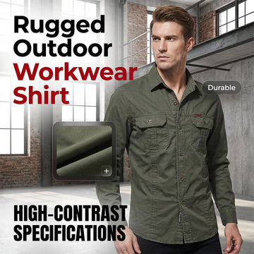 🆕2026 New Style✨Men's Long Sleeve Cotton Workwear Shirt👔