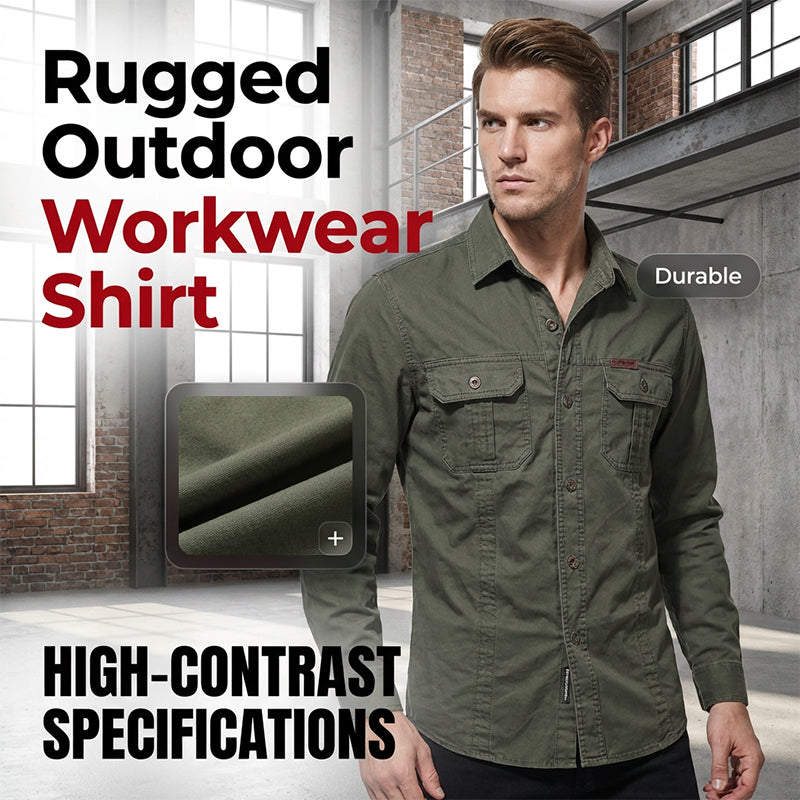 🆕2026 New Style✨Men's Long Sleeve Cotton Workwear Shirt👔