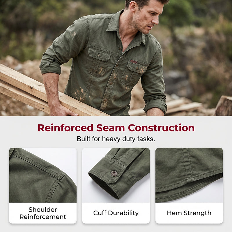 🆕2026 New Style✨Men's Long Sleeve Cotton Workwear Shirt👔