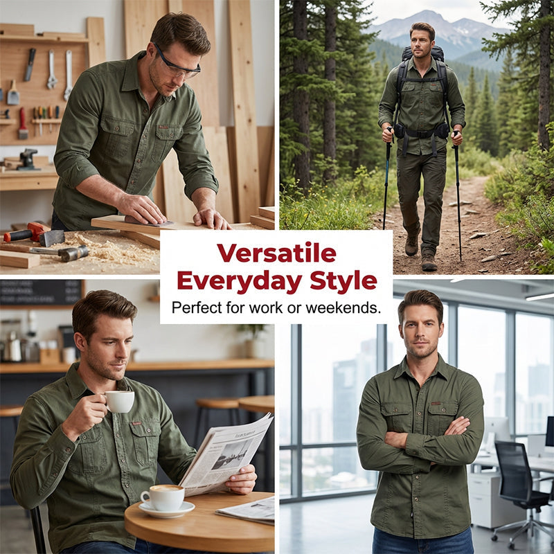 🆕2026 New Style✨Men's Long Sleeve Cotton Workwear Shirt👔