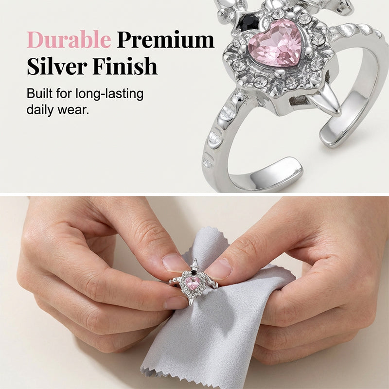 Vintage Adjustable Sword Piercing Heart Ring Set