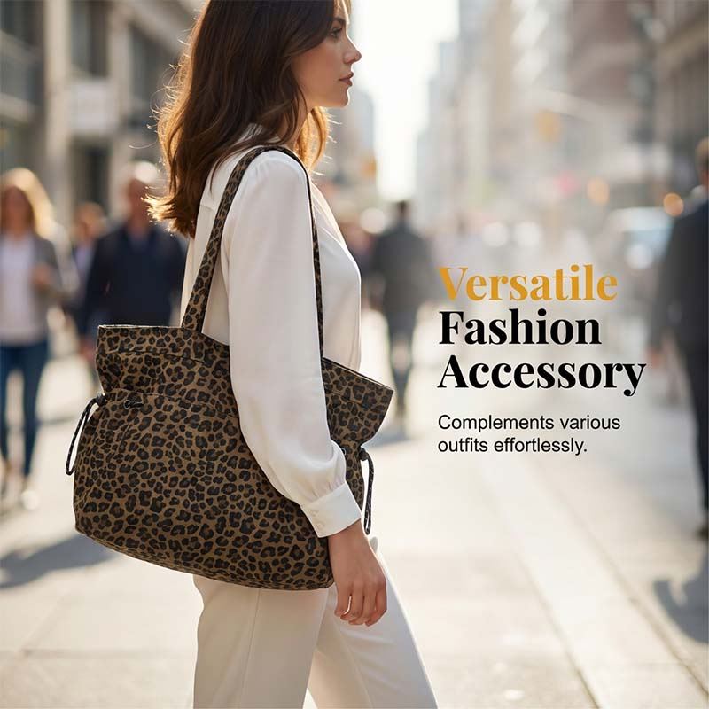 Leopard Print Canvas Shoulder Bag