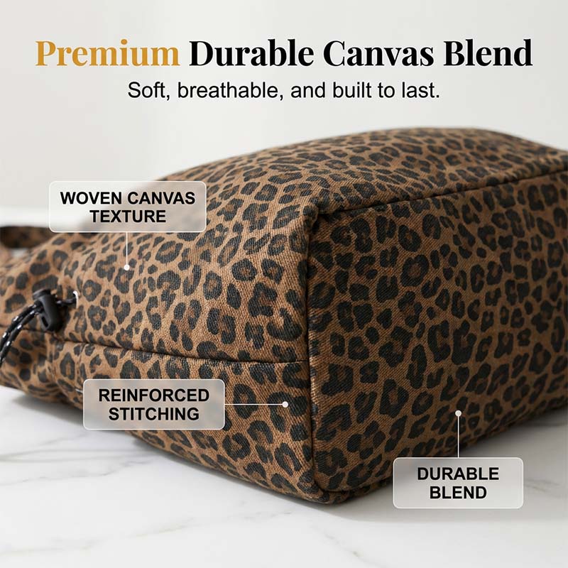 Leopard Print Canvas Shoulder Bag