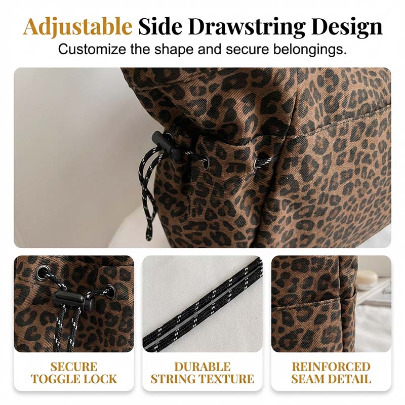 Leopard Print Canvas Shoulder Bag