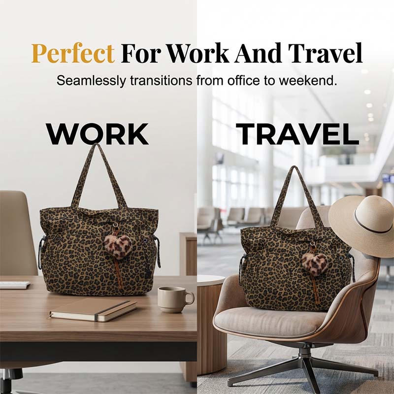 Leopard Print Canvas Shoulder Bag