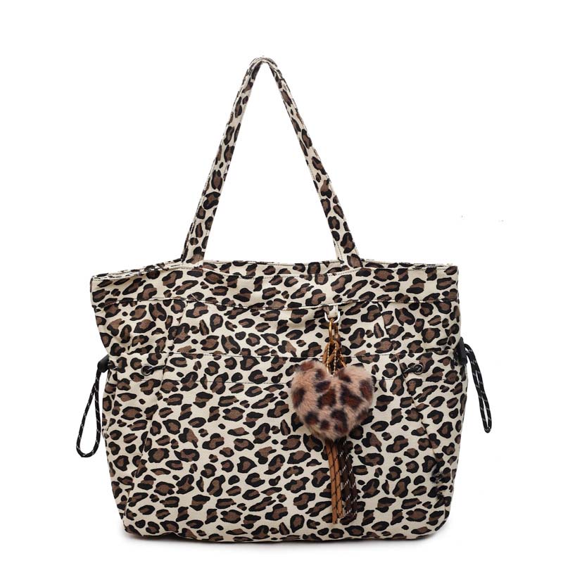 Leopard Print Canvas Shoulder Bag