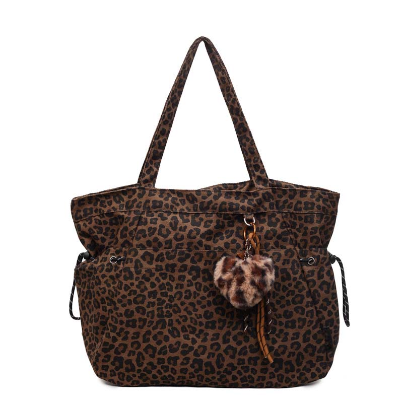 Leopard Print Canvas Shoulder Bag
