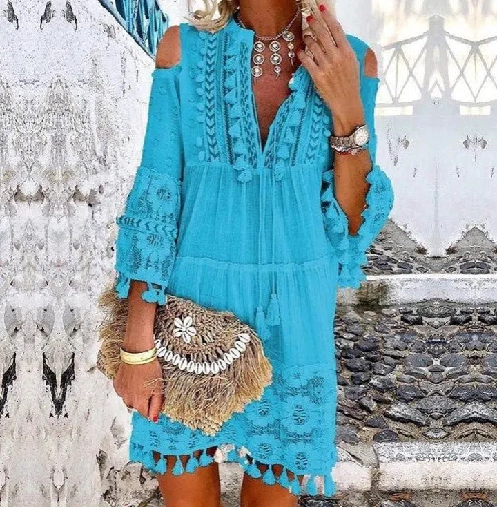📢📢50% OFF !! ⏰Women's Loose Cotton Linen Embroidered Dress🌸👗