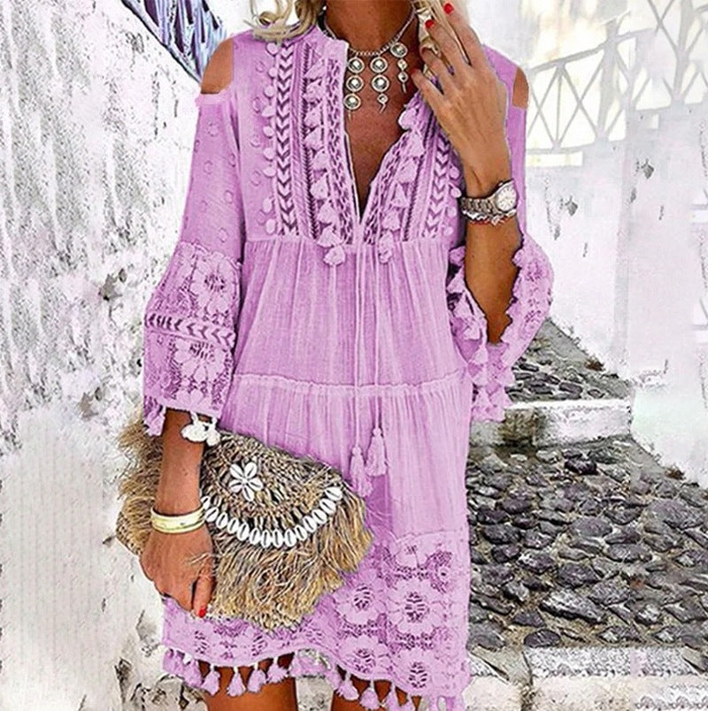 📢📢50% OFF !! ⏰Women's Loose Cotton Linen Embroidered Dress🌸👗