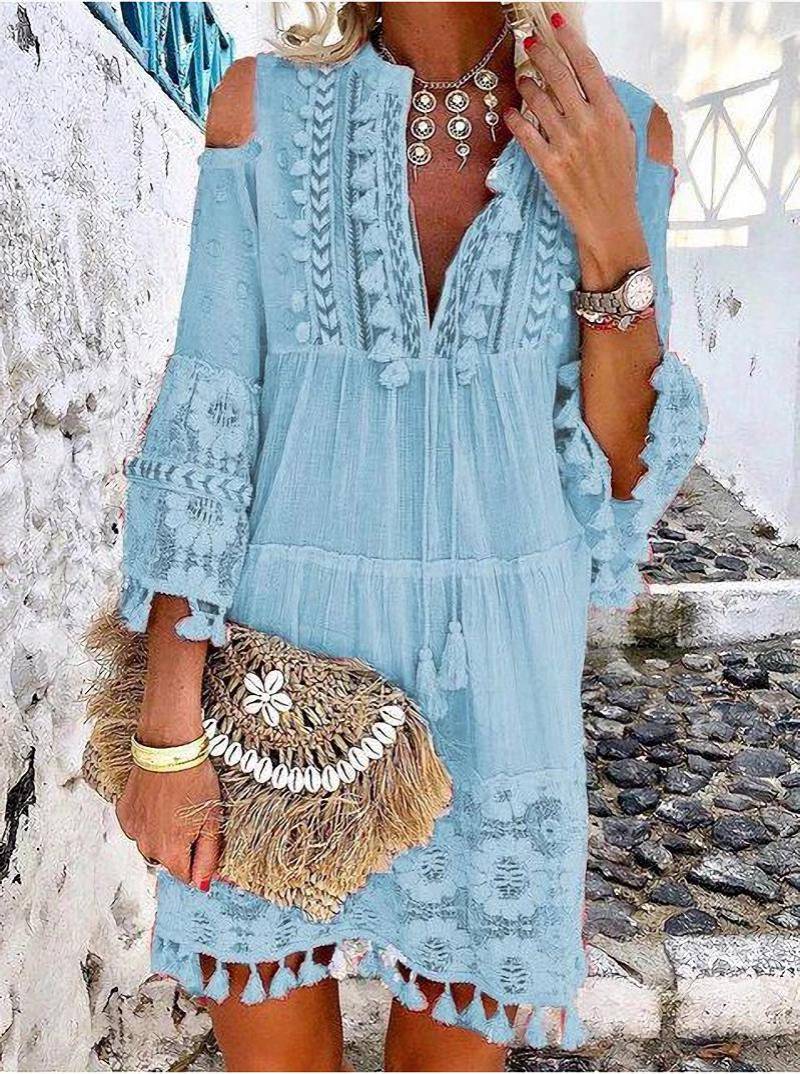 📢📢50% OFF !! ⏰Women's Loose Cotton Linen Embroidered Dress🌸👗