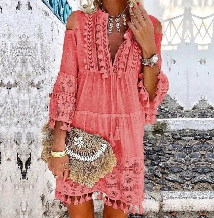 📢📢50% OFF !! ⏰Women's Loose Cotton Linen Embroidered Dress🌸👗