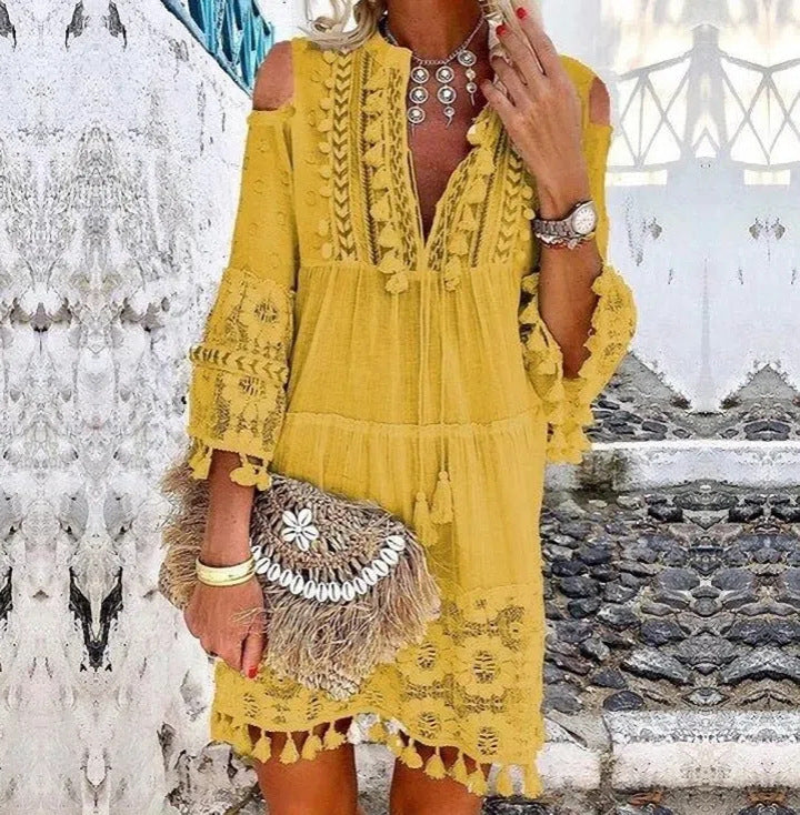 📢📢50% OFF !! ⏰Women's Loose Cotton Linen Embroidered Dress🌸👗