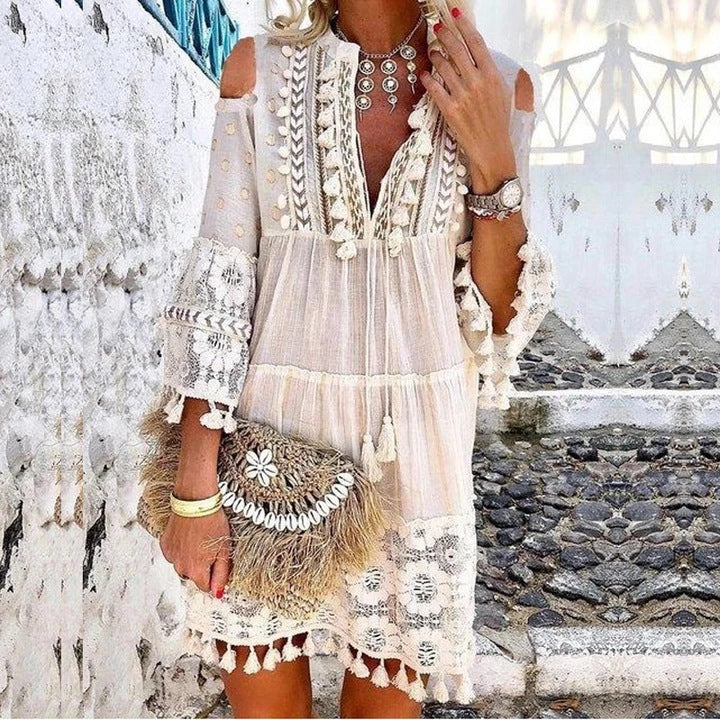 📢📢50% OFF !! ⏰Women's Loose Cotton Linen Embroidered Dress🌸👗