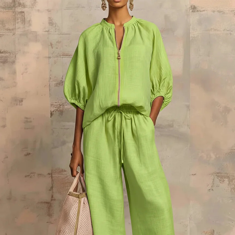 Women's Solid Color 2-Piece Casual Tracksuit Set