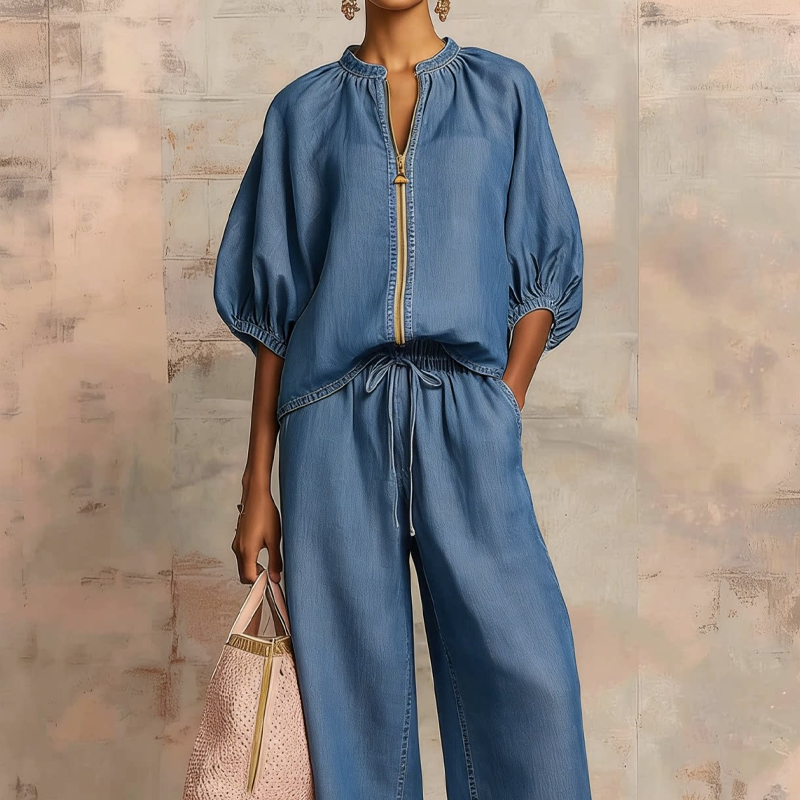 Women's Solid Color 2-Piece Casual Tracksuit Set