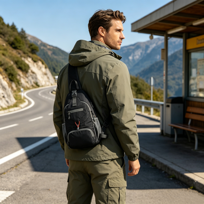 🎒 LIMITED-TIME 50% OFF! ✨ Men's Outdoor Sling Bag – Multi-Pocket, Water-Resistant, Breathable Back 🌦️