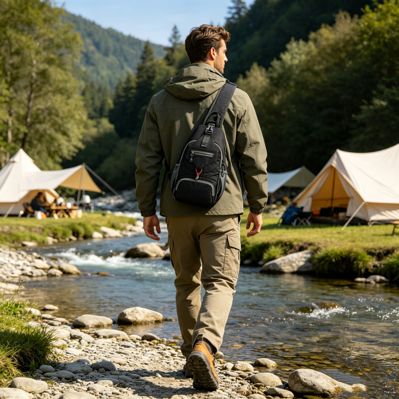 🎒 LIMITED-TIME 50% OFF! ✨ Men's Outdoor Sling Bag – Multi-Pocket, Water-Resistant, Breathable Back 🌦️
