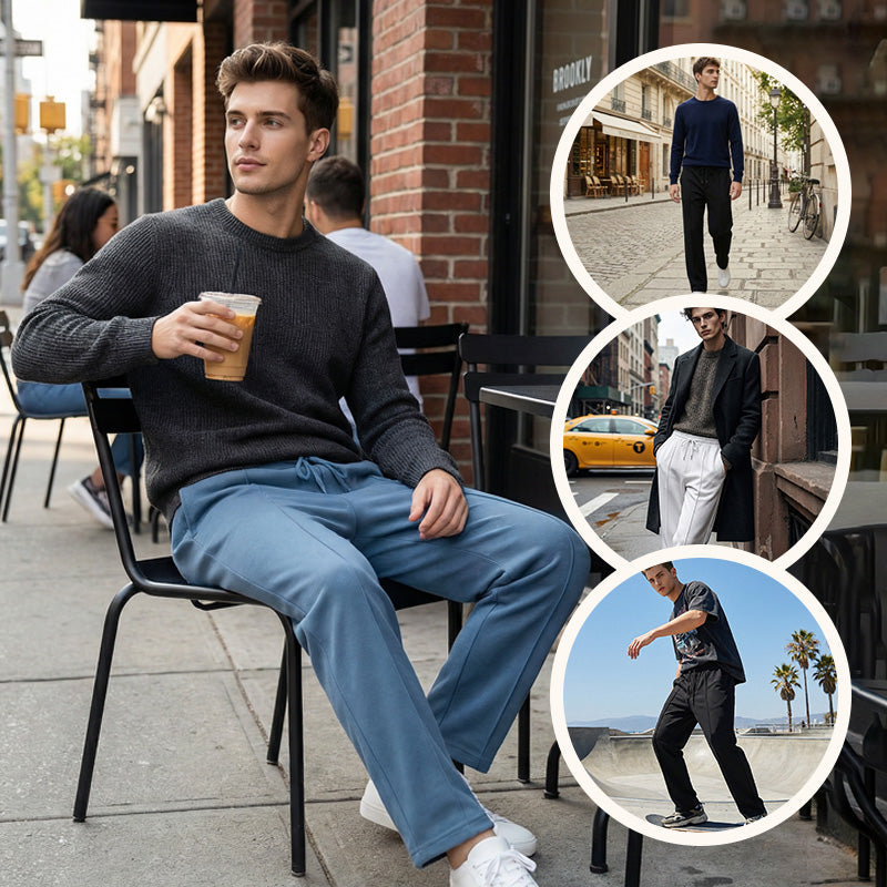 📢📢30% OFF !! ⏰Men's Elastic Waist Drawstring Straight Leg Pants