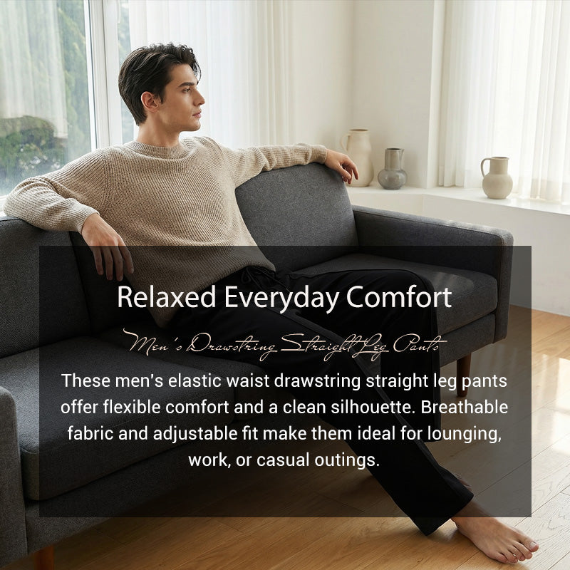 📢📢30% OFF !! ⏰Men's Elastic Waist Drawstring Straight Leg Pants