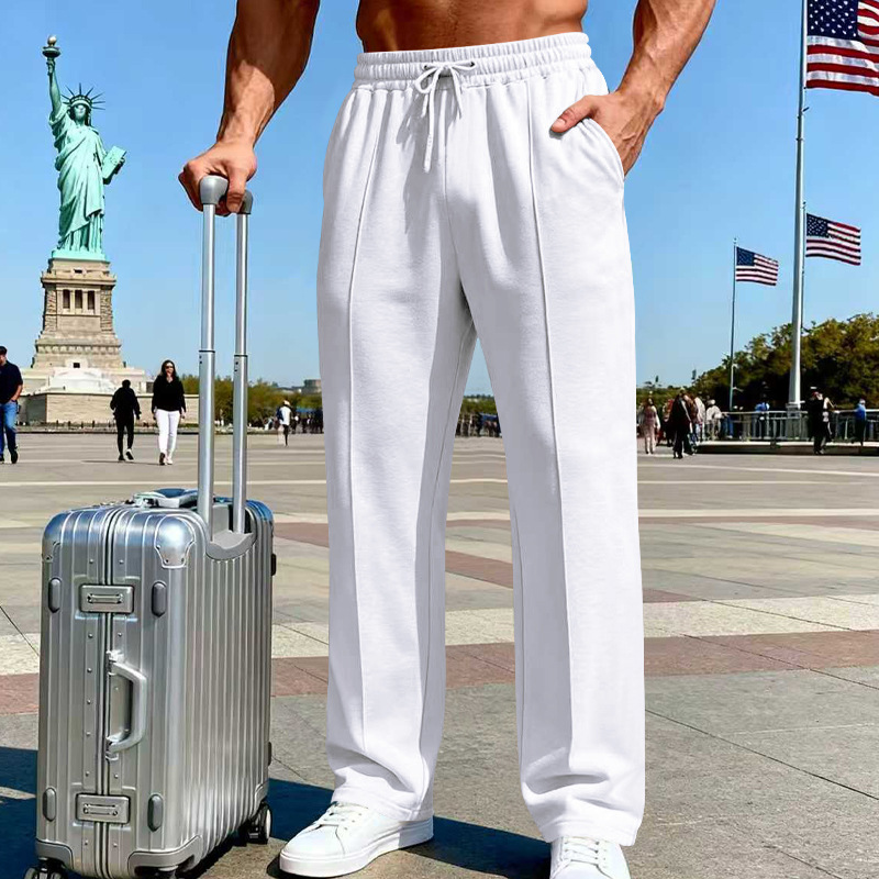 📢📢30% OFF !! ⏰Men's Elastic Waist Drawstring Straight Leg Pants