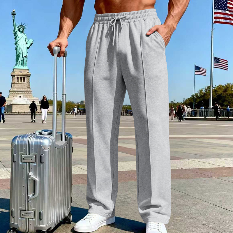📢📢30% OFF !! ⏰Men's Elastic Waist Drawstring Straight Leg Pants