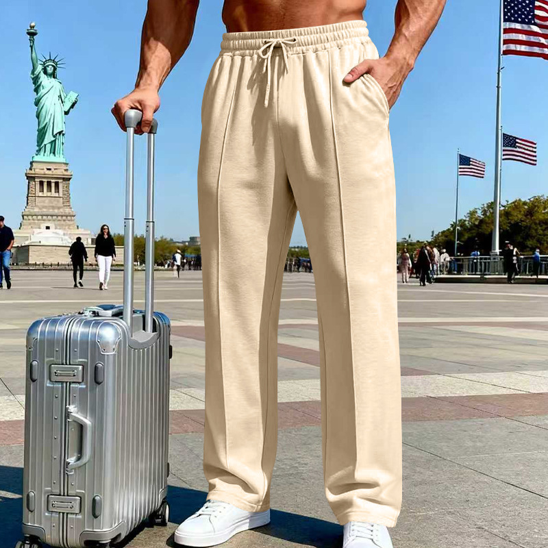 📢📢30% OFF !! ⏰Men's Elastic Waist Drawstring Straight Leg Pants