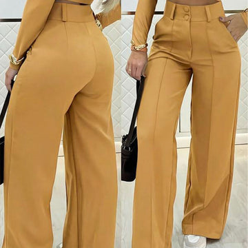 📢📢50% OFF !! ⏰Women's High-Waist Wide-Leg Solid Color Trousers