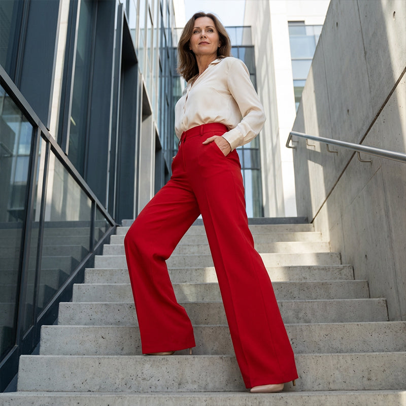 📢📢50% OFF !! ⏰Women's High-Waist Wide-Leg Solid Color Trousers