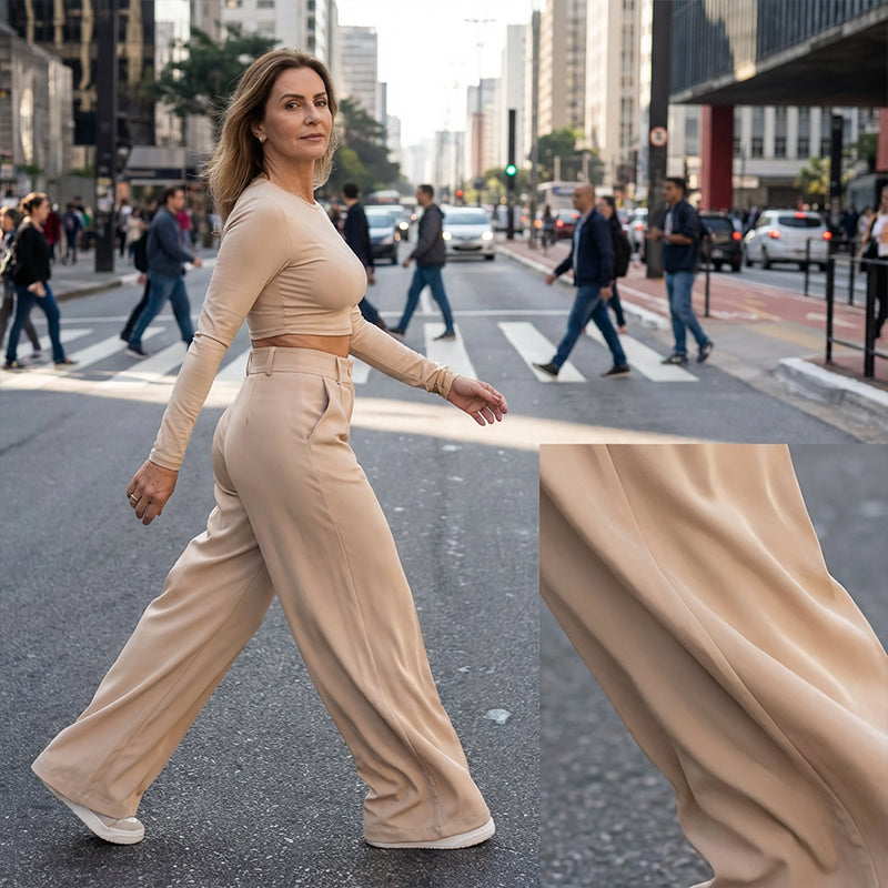 📢📢50% OFF !! ⏰Women's High-Waist Wide-Leg Solid Color Trousers