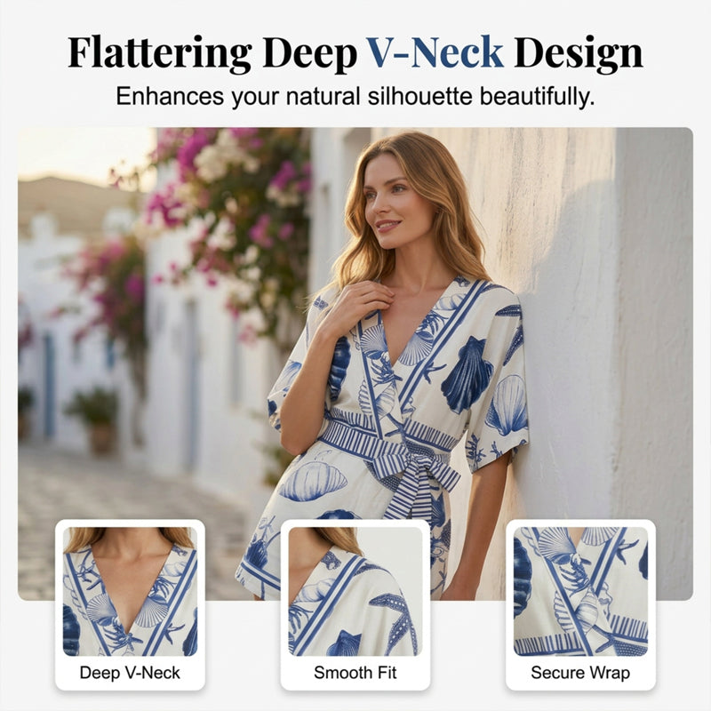 👗New Arrival❣️Women's Tropical Print V-Neck Wrap Romper