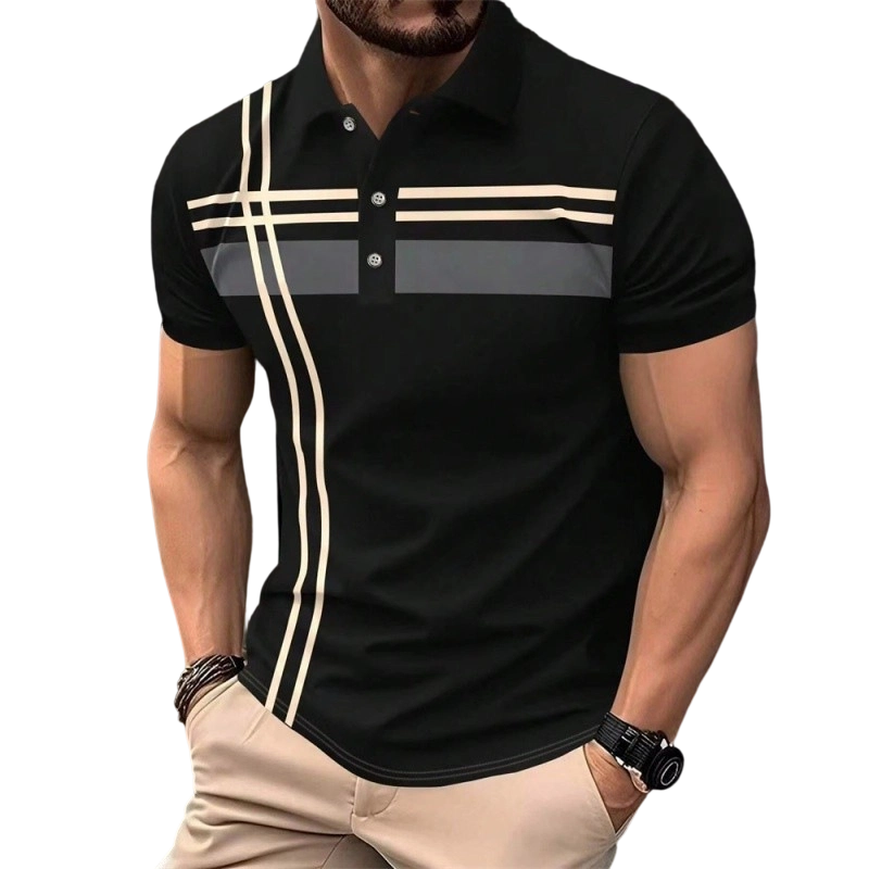 📢📢40% OFF !! ⏰Men's Striped Short Sleeve Collared Top