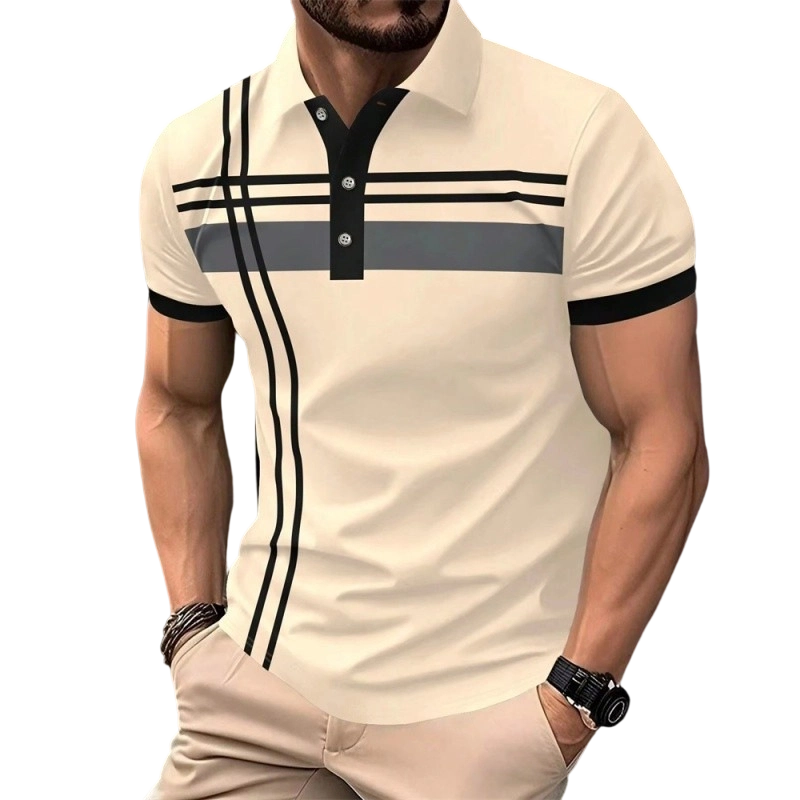 📢📢40% OFF !! ⏰Men's Striped Short Sleeve Collared Top