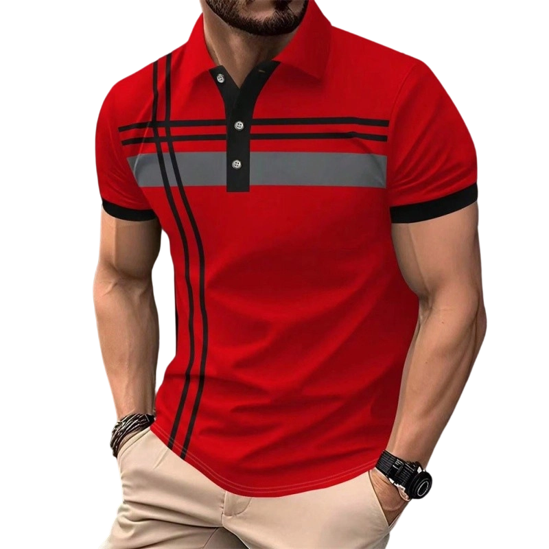 📢📢40% OFF !! ⏰Men's Striped Short Sleeve Collared Top