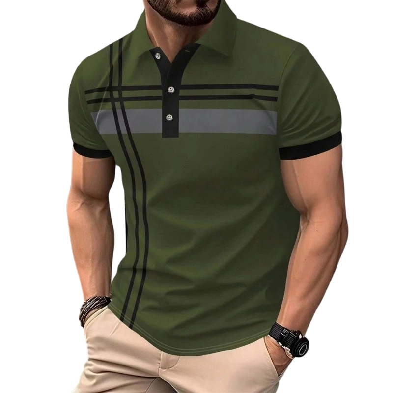 📢📢40% OFF !! ⏰Men's Striped Short Sleeve Collared Top