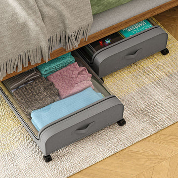 Large Capacity Under Bed Storage with Wheels & Lid