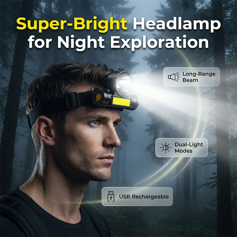 ⏰LAST DAY - BUY 1 GET 1 FREE!!🎁Ultra-Bright Multi-Mode Headlight with USB Charging