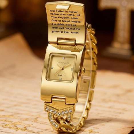🎁2026 New Arrivals 50% OFF💥Sparkling Crystal Cross Watch—Geometric Rectangular Dial, Premium Metal Strap💎