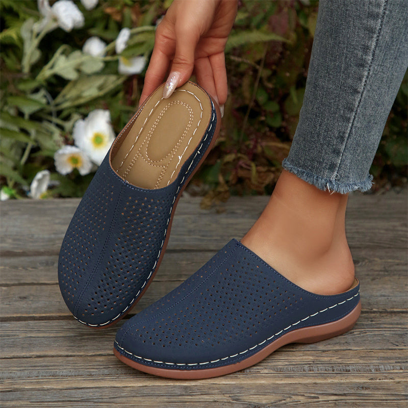 📢📢30% OFF !! ⏰ Women's Perforated Slip-On Platform Mules