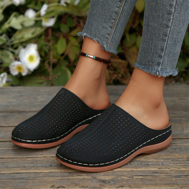 📢📢30% OFF !! ⏰ Women's Perforated Slip-On Platform Mules