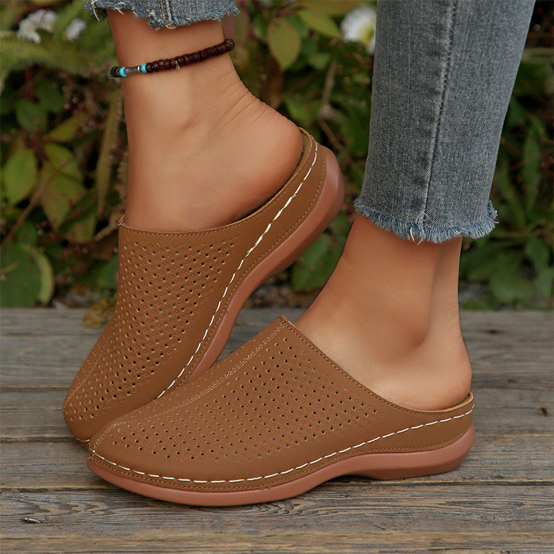 📢📢30% OFF !! ⏰ Women's Perforated Slip-On Platform Mules